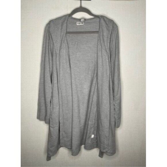 Garnet Hill Womens Size M Grey Belted Cotton Robe Style Open Front Cardigan - Picture 1 of 10